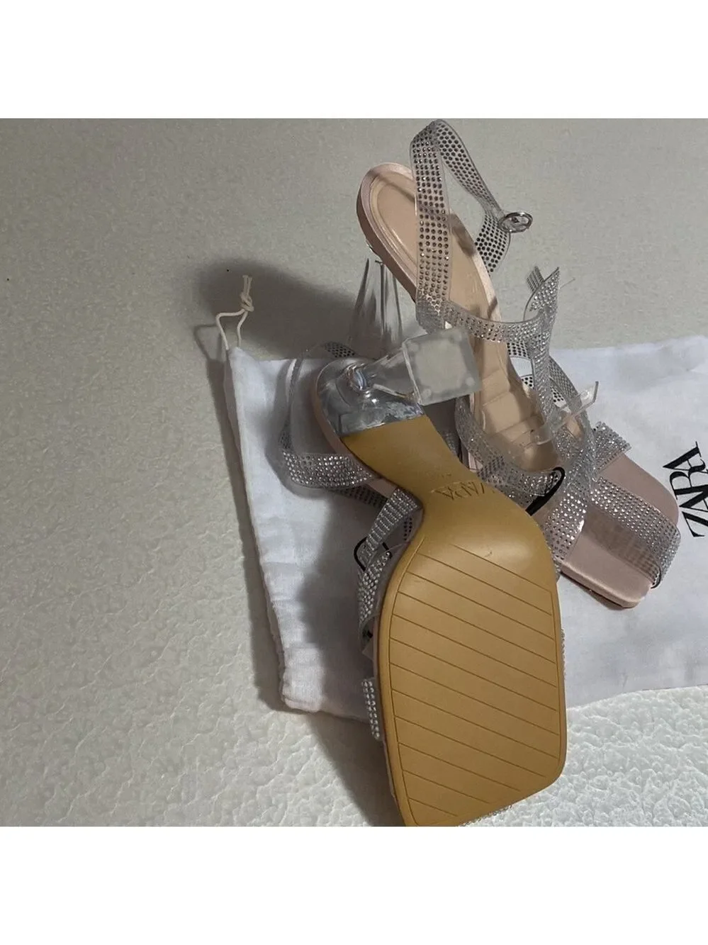 Zara VINYL HEELED CAGE TRANSPARENT SANDALS SZ US 10 EU 41 - Picture 11 of 12